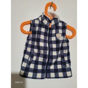 CARTER'S | Blue Checked Zippered Flannel Vest Baby Boys Sz 18 Months